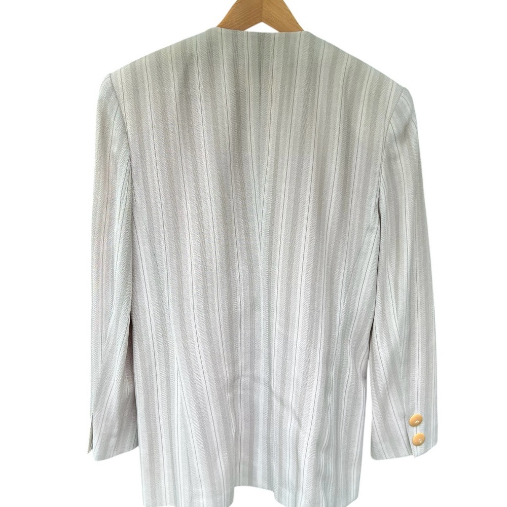 Vintage M Dequin PARIS Striped Double Breasted Blazer Old Money Quiet Luxury 90’ - Picture 13 of 17